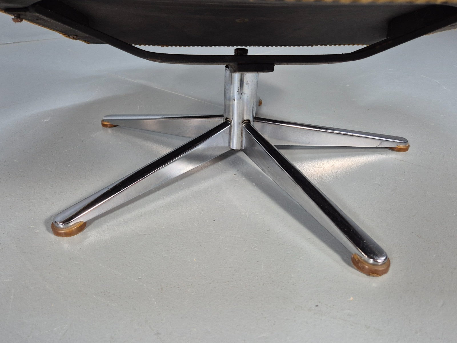 1970s Swivel Chair and Footstool Gold Corduroy Chrome Danish Elu EB10688 MSWI13