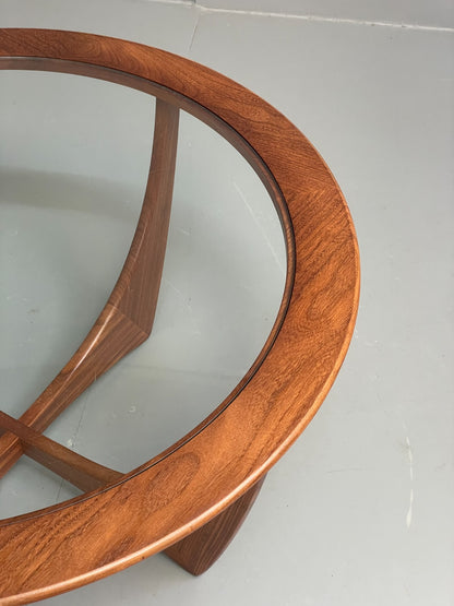 G Plan Astro Coffee Table Round Teak 1960s Mid Century Vintage Glass Top EB116923