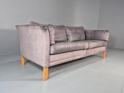 Vintage Mogens Hansen 2.5 Seat Settee Grey Leather 1980s Retro EB11645 M3SS0