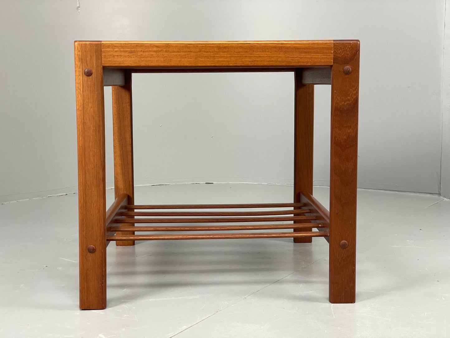 Vintage Teak Side Table Danish 1970s With Magazine Rack Bedside  EB11049 MWOO5