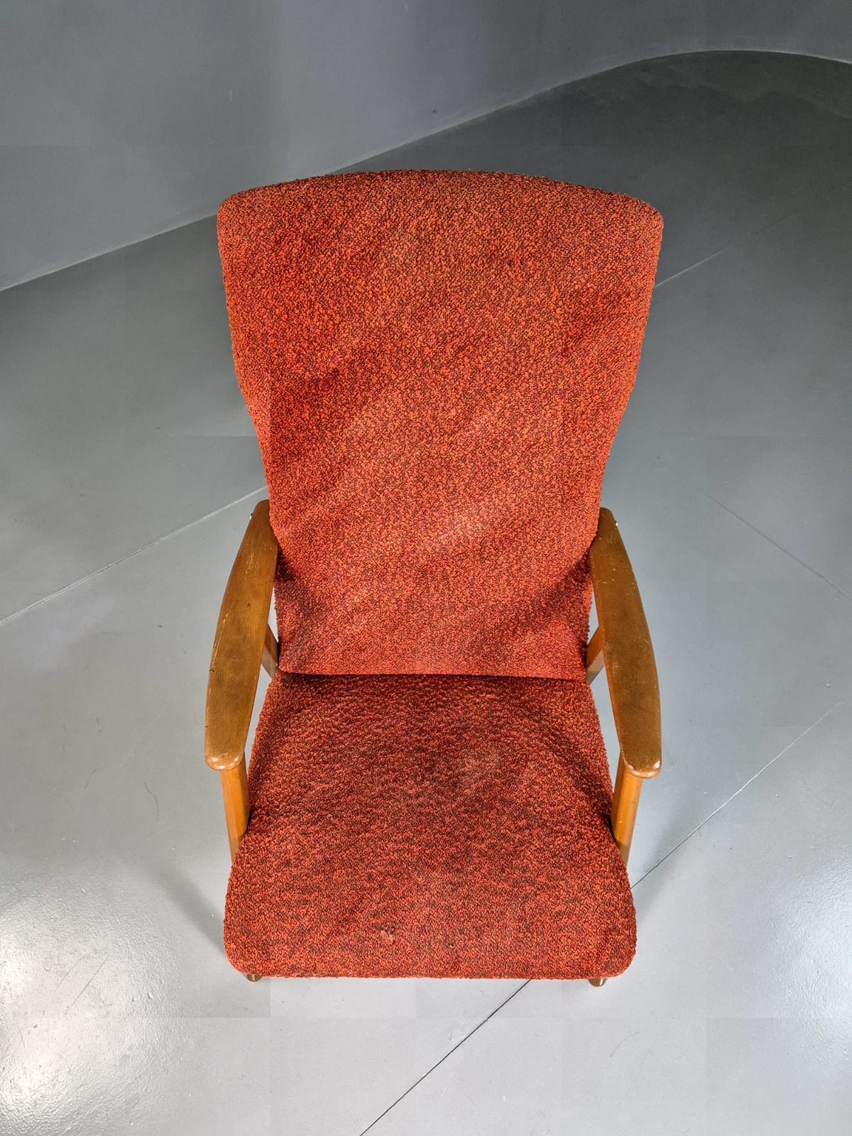 Vintage Swedish Lounge Chair Orange Beech Wood Frame Retro 1960s MCM EB7244 MNOR2