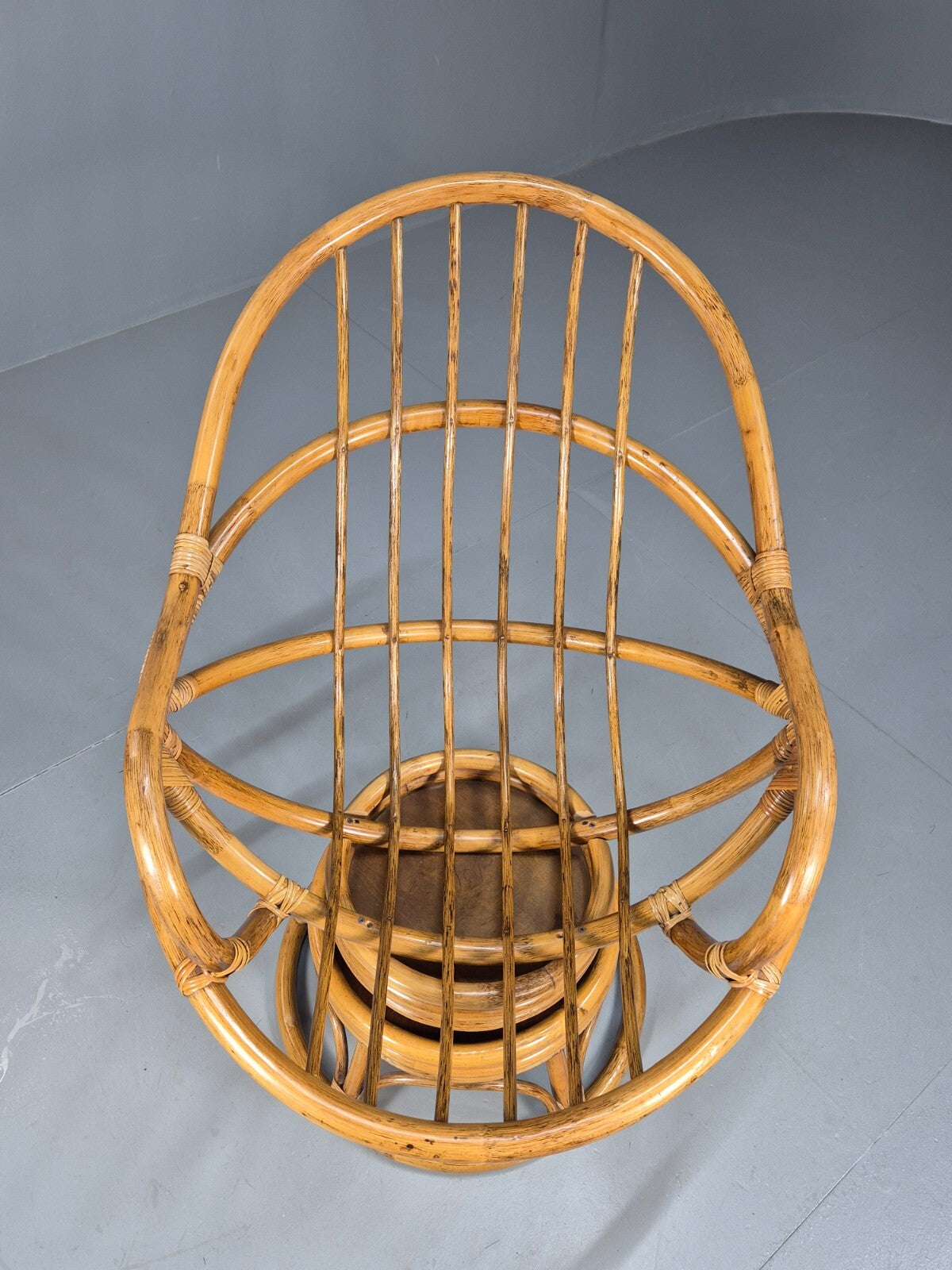 Vintage Cane Swivel and Rocking Based Lounge Chair 1970s Retro EB9454 VBER - UKDK FURNITURE