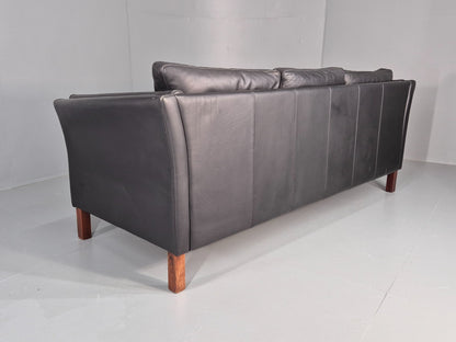 Vintage 3 Seat Sofa Danish Black Leather Mid Century Retro Design EB10481 M3SS16