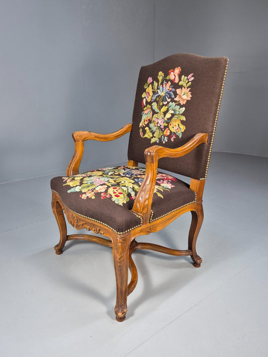 Vintage Danish Lounge Brown Floral Oak 17th Century Style EB8996 VCLO - UKDK FURNITURE