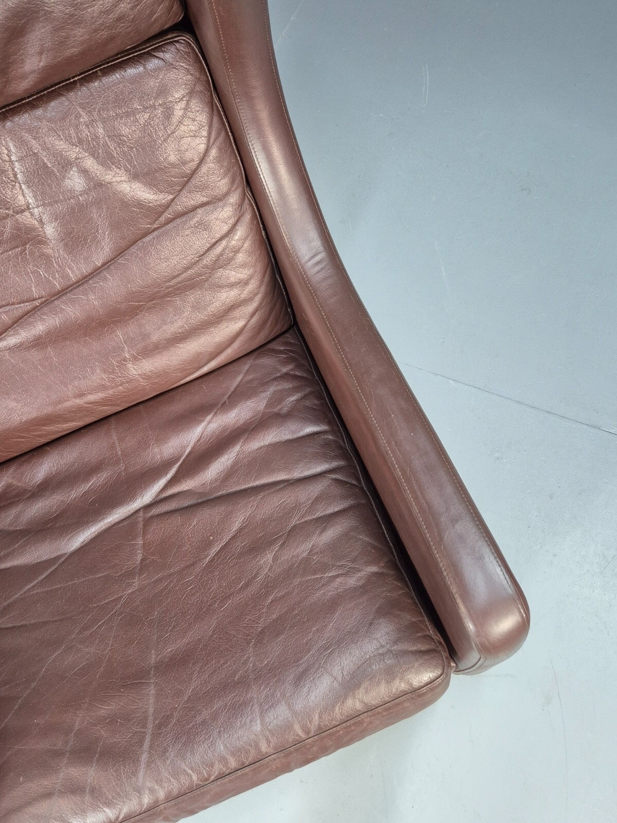 Vintage Brown Leather Wingback Chair Retro Mid Century Danish Design EB9329 MNOR - UKDK FURNITURE
