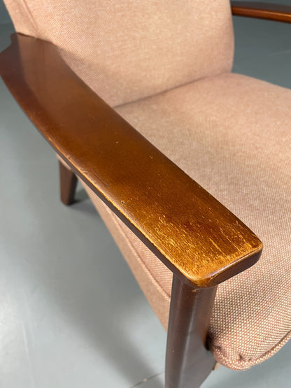 Vintage Lounge Chair Beech Frame Pink Parker Knoll Retro MCM EB6977 MNOR7