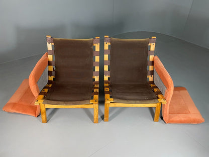 2 Vintage Danish Lounge Chairs Salmon Bentwood Farstrup Retro MCM EB6636 MNOR - UKDK FURNITURE