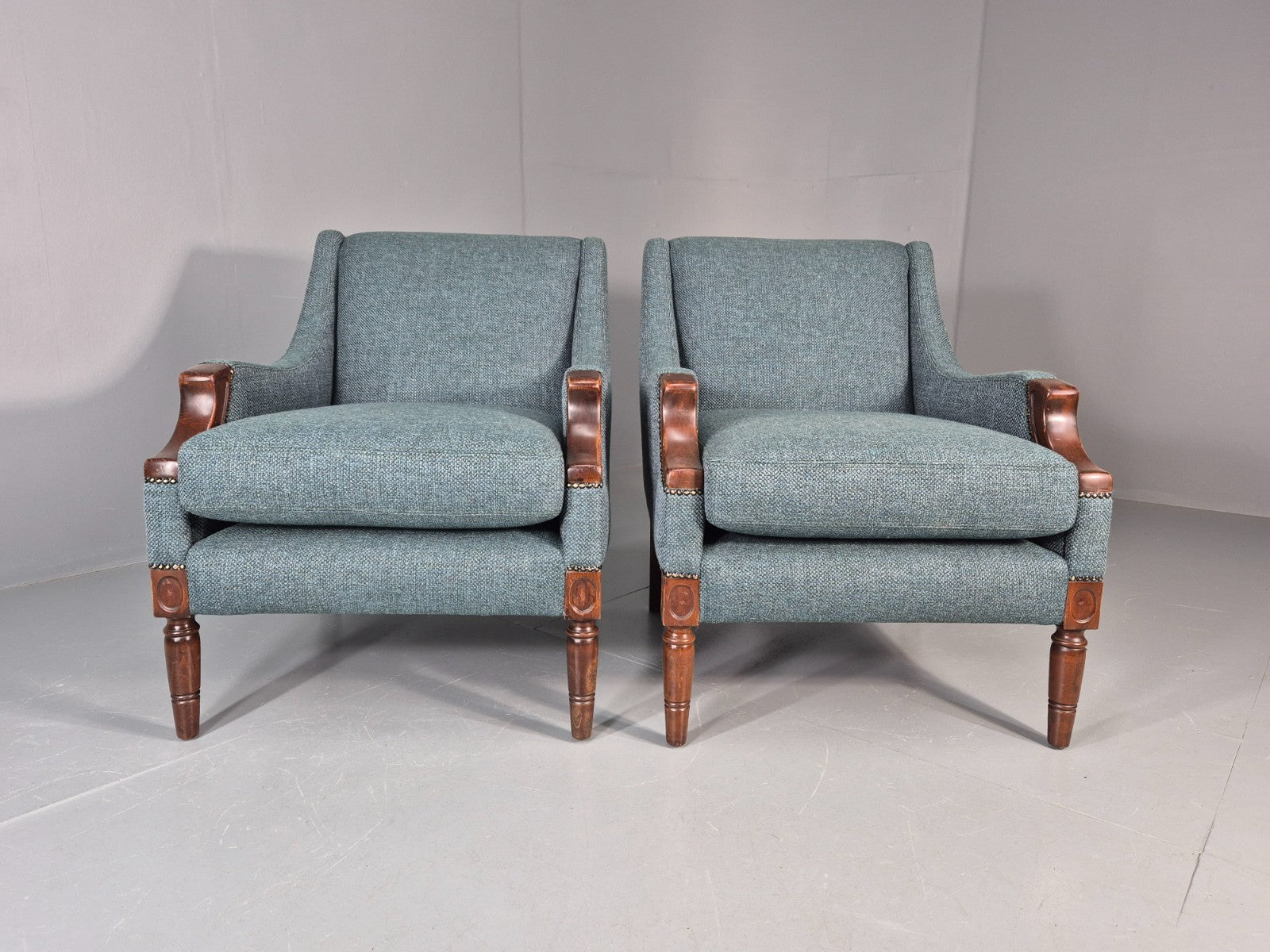 2 Vintage regency Style Armchairs 1970s Danish New Upholstery  EB11135 VCLO3