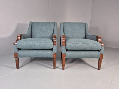2 Vintage regency Style Armchairs 1970s Danish New Upholstery  EB11135 VCLO3