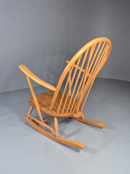 Vintage Ercol Rocking Chair Model 315 Grandfather Chair Blonde Wood EB11273 MNOR8
