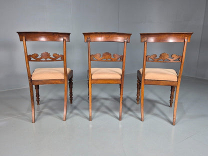 3 Vintage Dining Chairs Mahogany Frame Victorian Antique EB7814 VDIN - UKDK FURNITURE