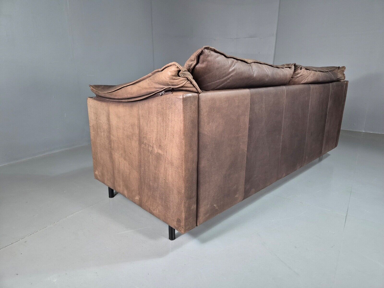 Vintage Danish 3 Seat Sofa Brown Leather 1980s Retro EB7506 M2SS - UKDK FURNITURE