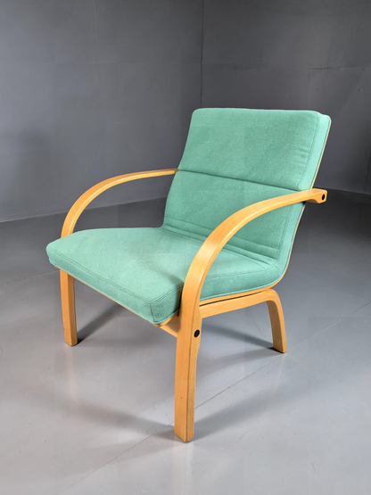 Vintage Danish Lounge Chair Mint Wool Bentwood 1980s Retro EB7352 MBEN0