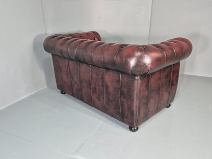 Two Seat Vintage Chesterfield Sofa Red Leather 1980s Retro EB11360 VCHE13