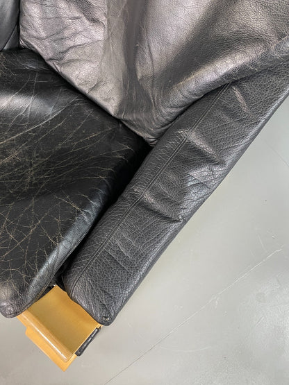 Vintage Swedish Lounge Chair Black Leather Krokken Retro MCM EB6604 MBEN13