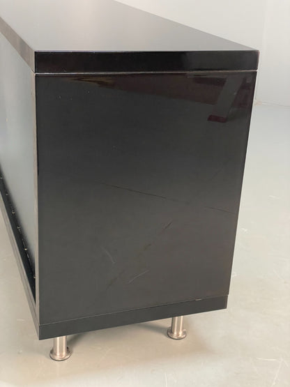 Modern Gloss Black Media Unit With Metal Legs Contemporary Storage EB8661 MWOO - UKDK FURNITURE