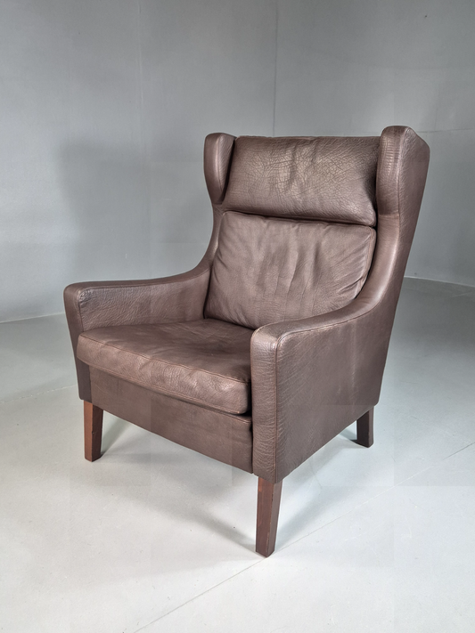 Vintage Danish Wingback Lounge Chair Leather Mogensen Retro MCM EB7233 MNOR - UKDK FURNITURE
