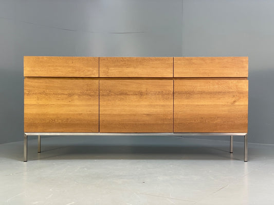 Modern Solid Oak Sideboard Ligna By Ethnicraft Steel Base EB9836 MWOO - UKDK FURNITURE
