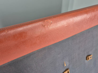 Vintage 3 seat Settee 1970s Retro Danish Red Tan Leather Buttoned EB10555 M3SS13