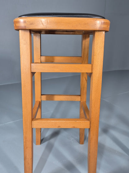 2 1960s Bar Stools Beech Frame Vinyl Tops Retro EB11435 MDIN11