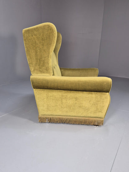 Vintage Danish Green Wing Back Lounge Chair 1970s Retro Tassels EB9576 VCLO - UKDK FURNITURE