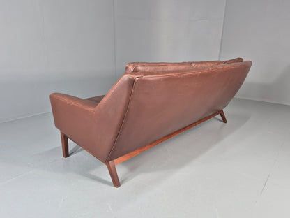 Mid Century Leather 3 Seat Sofa Brown Leather 1960s Retro  EB11367 M3SS20