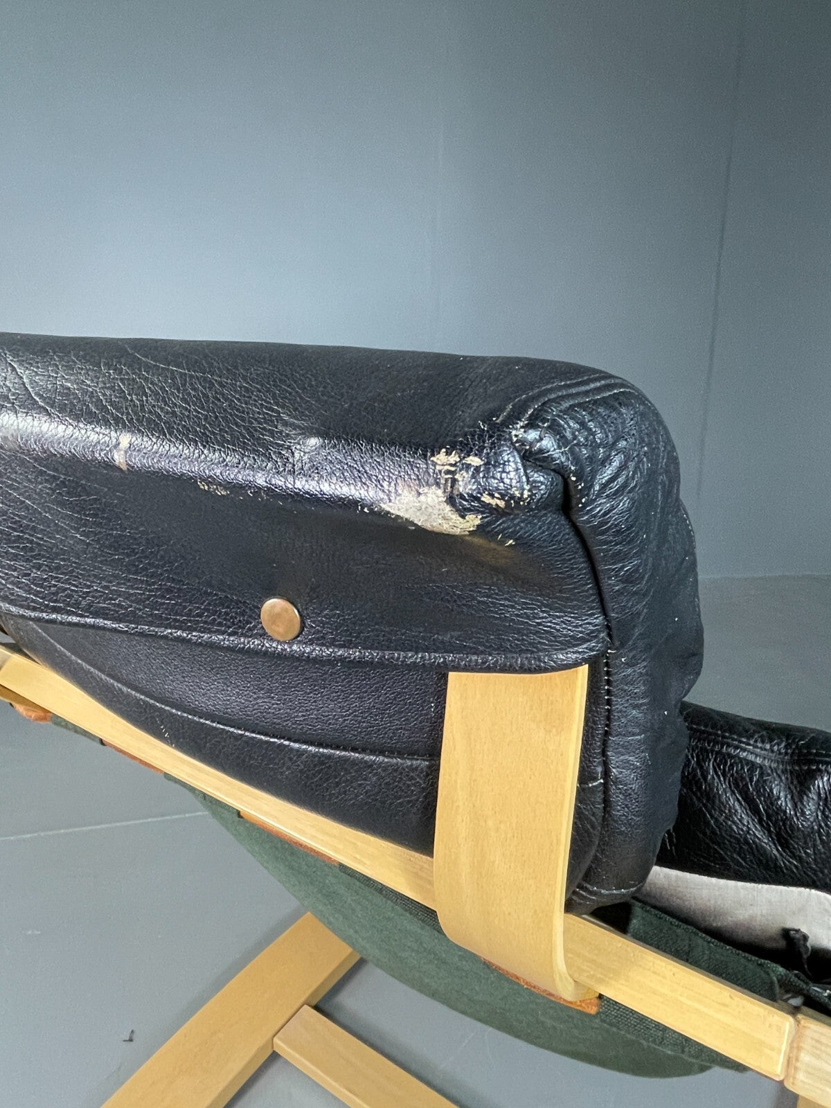 Vintage Swedish Lounge Chair Black Leather Krokken Retro MCM EB6604 MBEN7