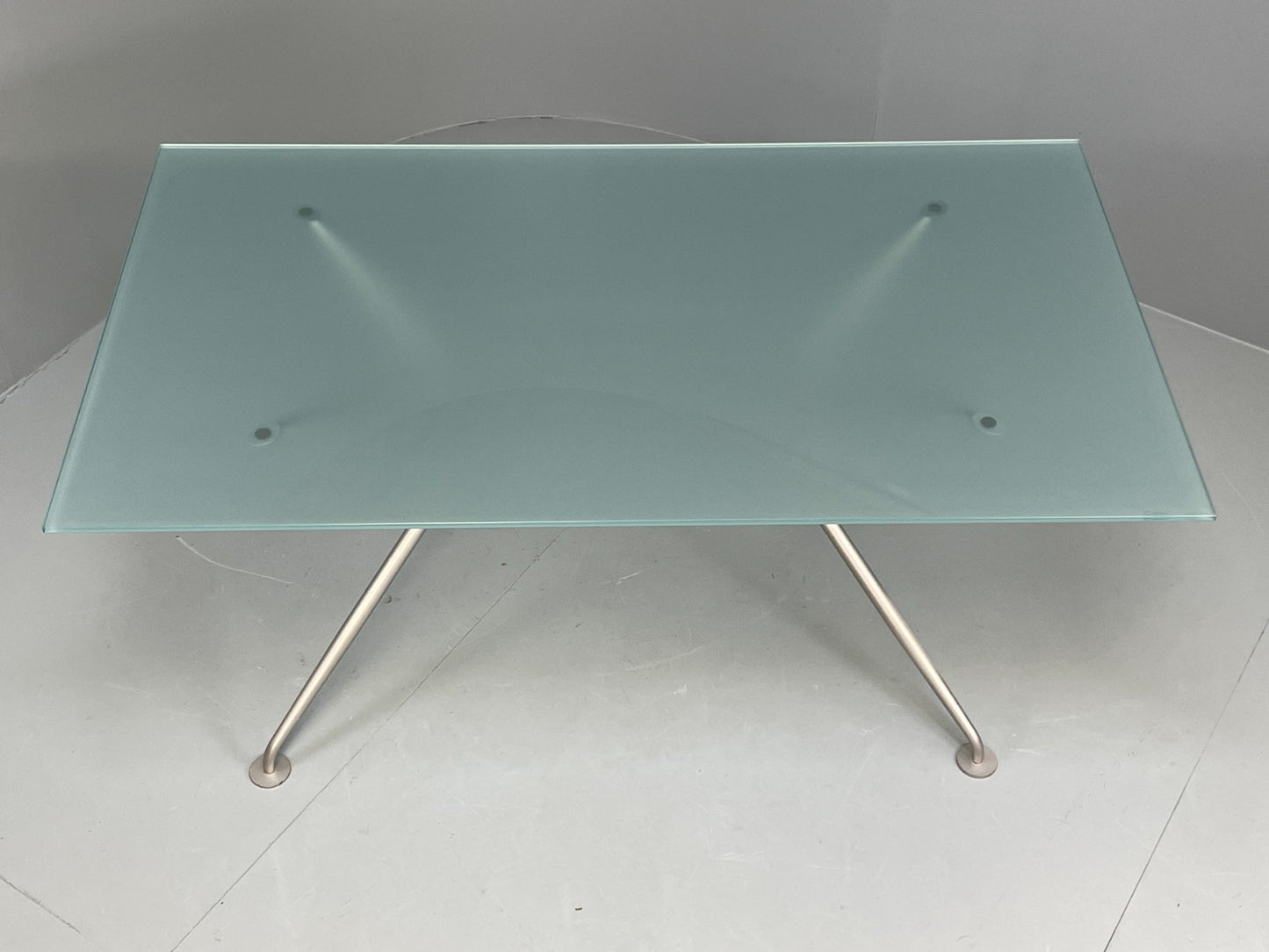 Italian Glass Dining Table Calligaris 'Play' Modern Steel Frame EB11542 MWOO3