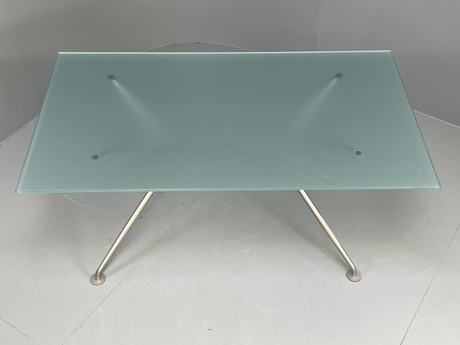 Italian Glass Dining Table Calligaris 'Play' Modern Steel Frame EB11542 MWOO3