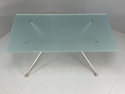 Italian Glass Dining Table Calligaris 'Play' Modern Steel Frame EB11542 MWOO3