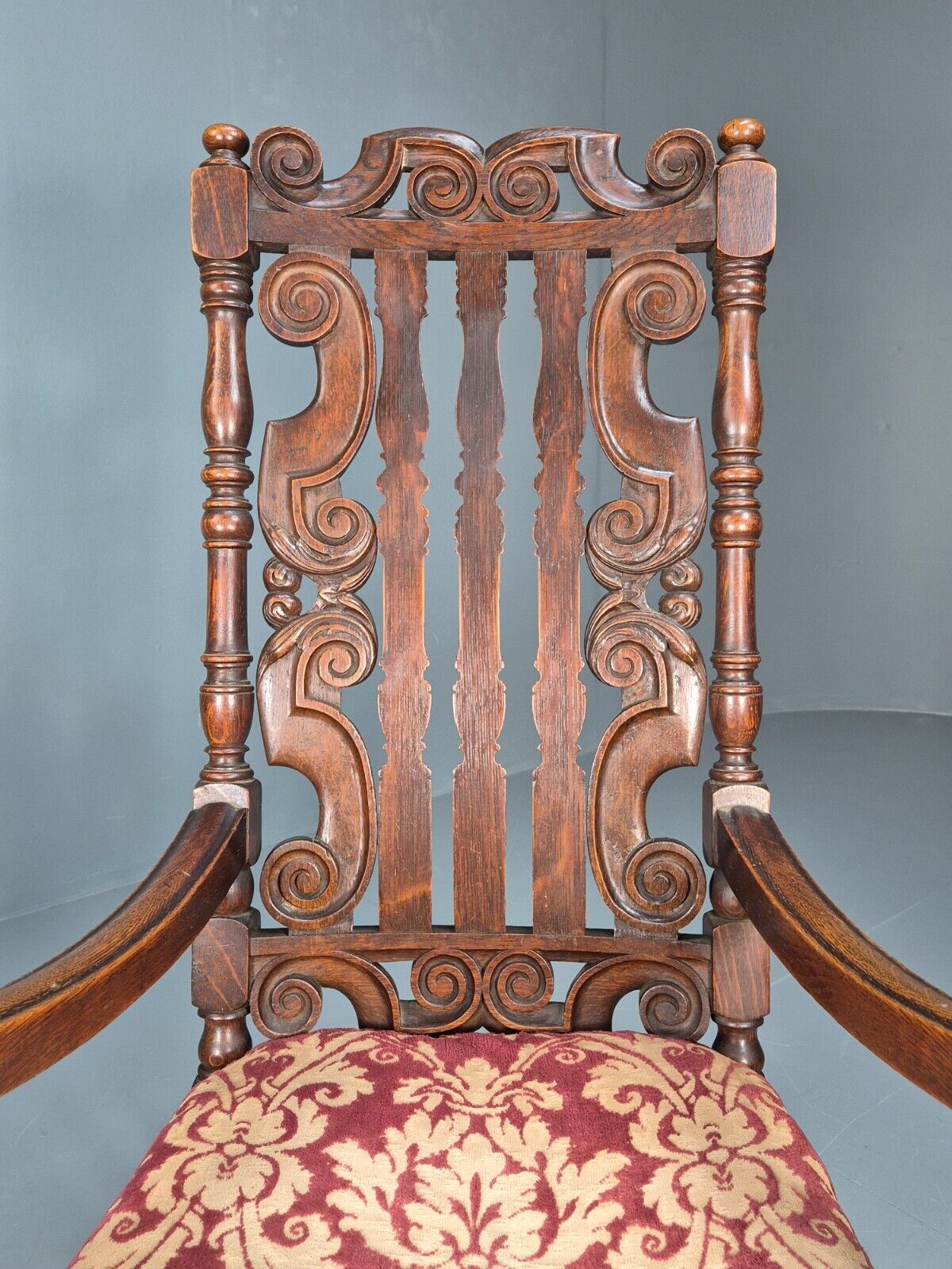 Vintage Antique Carver Chair Baroque Carved Oak Osborne 1890s EB9167 VCAR - UKDK FURNITURE