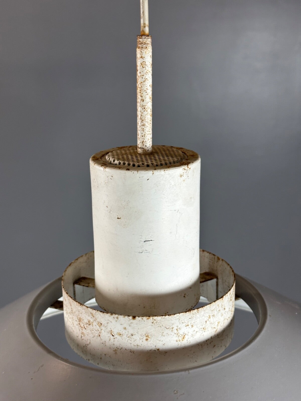 Danish Aluminium Pendent Light Retro Industrial White And Grey EB4648 LCLW2