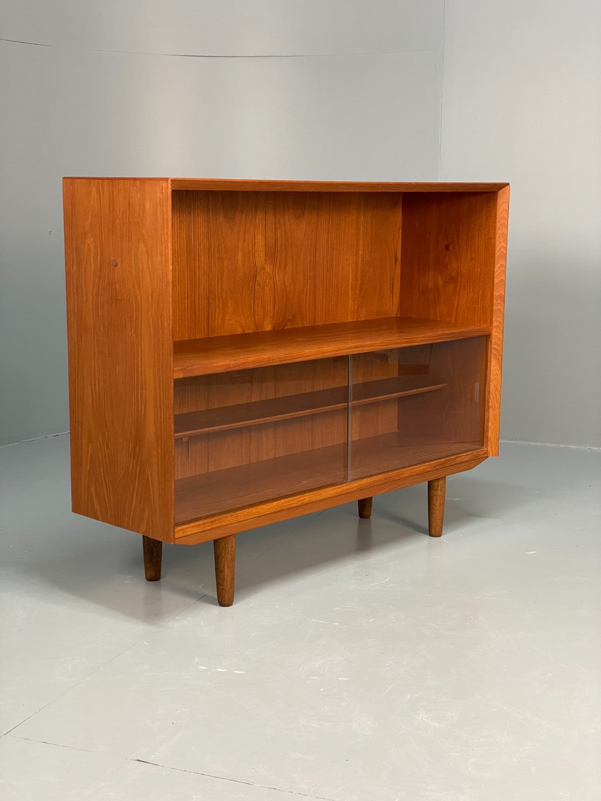 Vintage Danish Teak Bookcase By Svend Aage Rasmussen Glass Doors EB10942 MWOO17