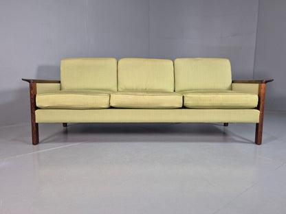 Vintage Midcentury Danish Three Seat Green Sofa Rosewood EB7741 M3SS - UKDK FURNITURE