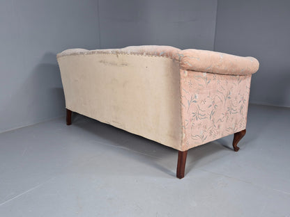 Vintage Danish Pink Cut Floral Velour Cottage Settee 1930s Antique EB9563 V3SS - UKDK FURNITURE