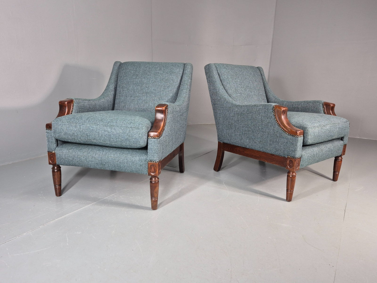 2 Vintage regency Style Armchairs 1970s Danish New Upholstery  EB11135 VCLO0