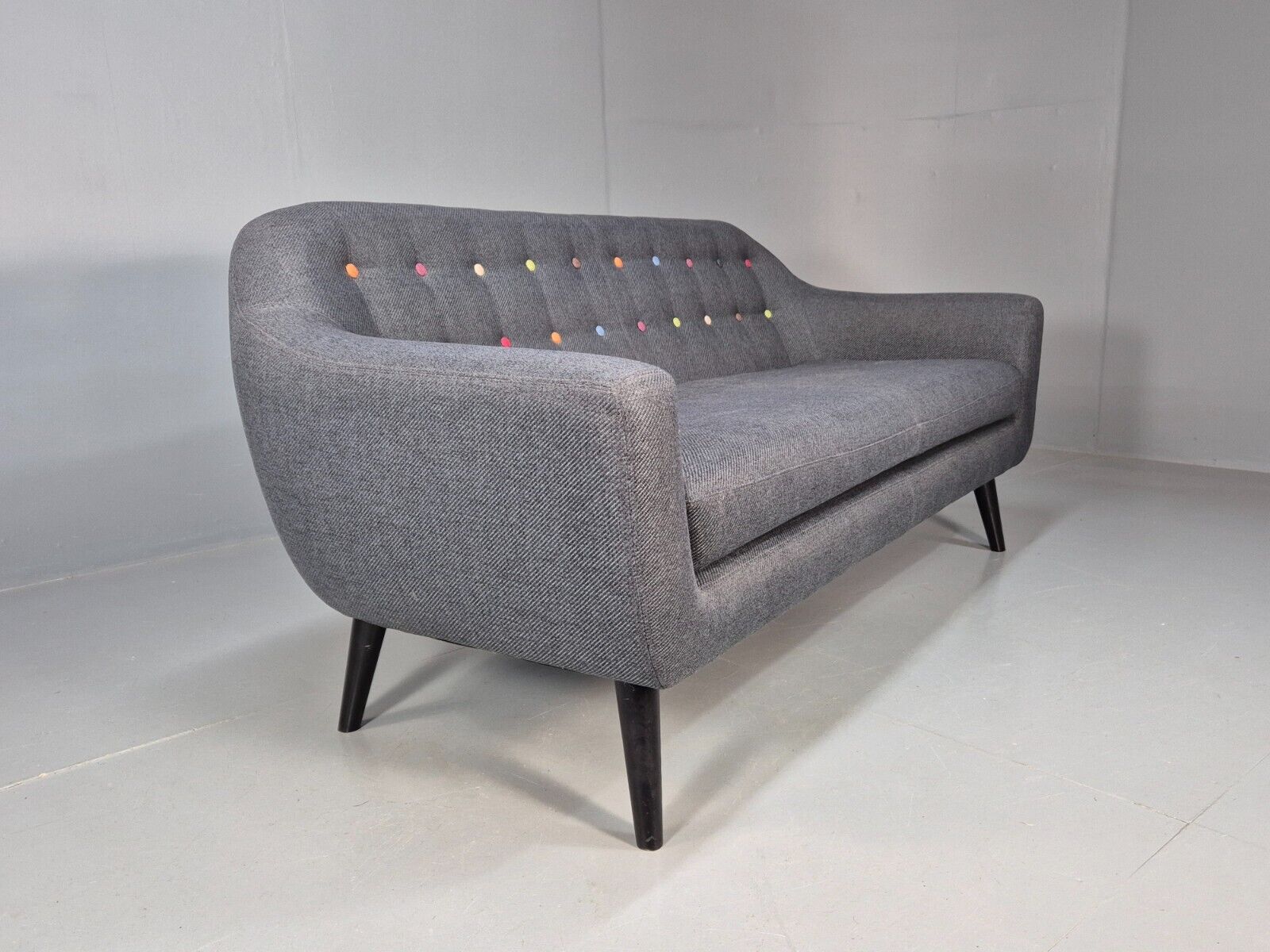 Vintage Made.Com Scandinavian style Sofa Charcoal Grey Retro EB8452 M3SS - UKDK FURNITURE