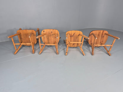 Harlequin set of 4 Vintage Pine Dining Chairs 1980s Retro EB11744 VDIN9