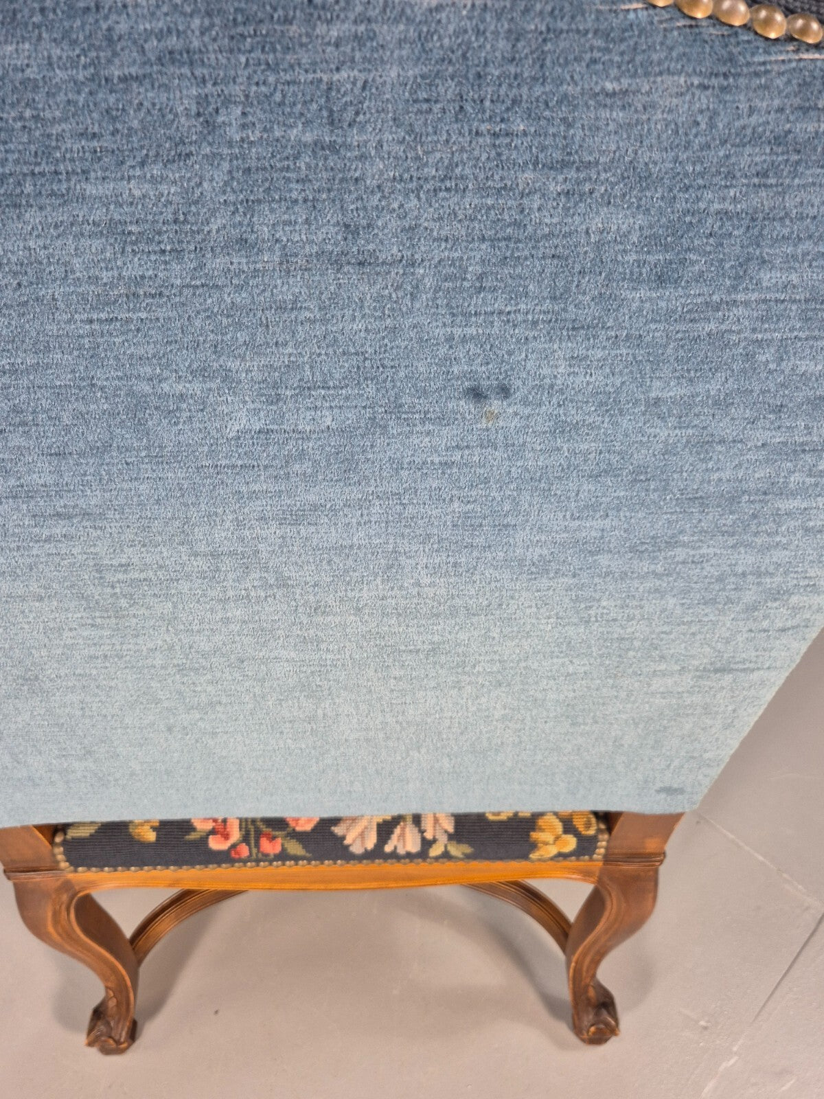 Vintage Danish Lounge Blue Floral Oak 17th Century Style EB8994 VCLO - UKDK FURNITURE