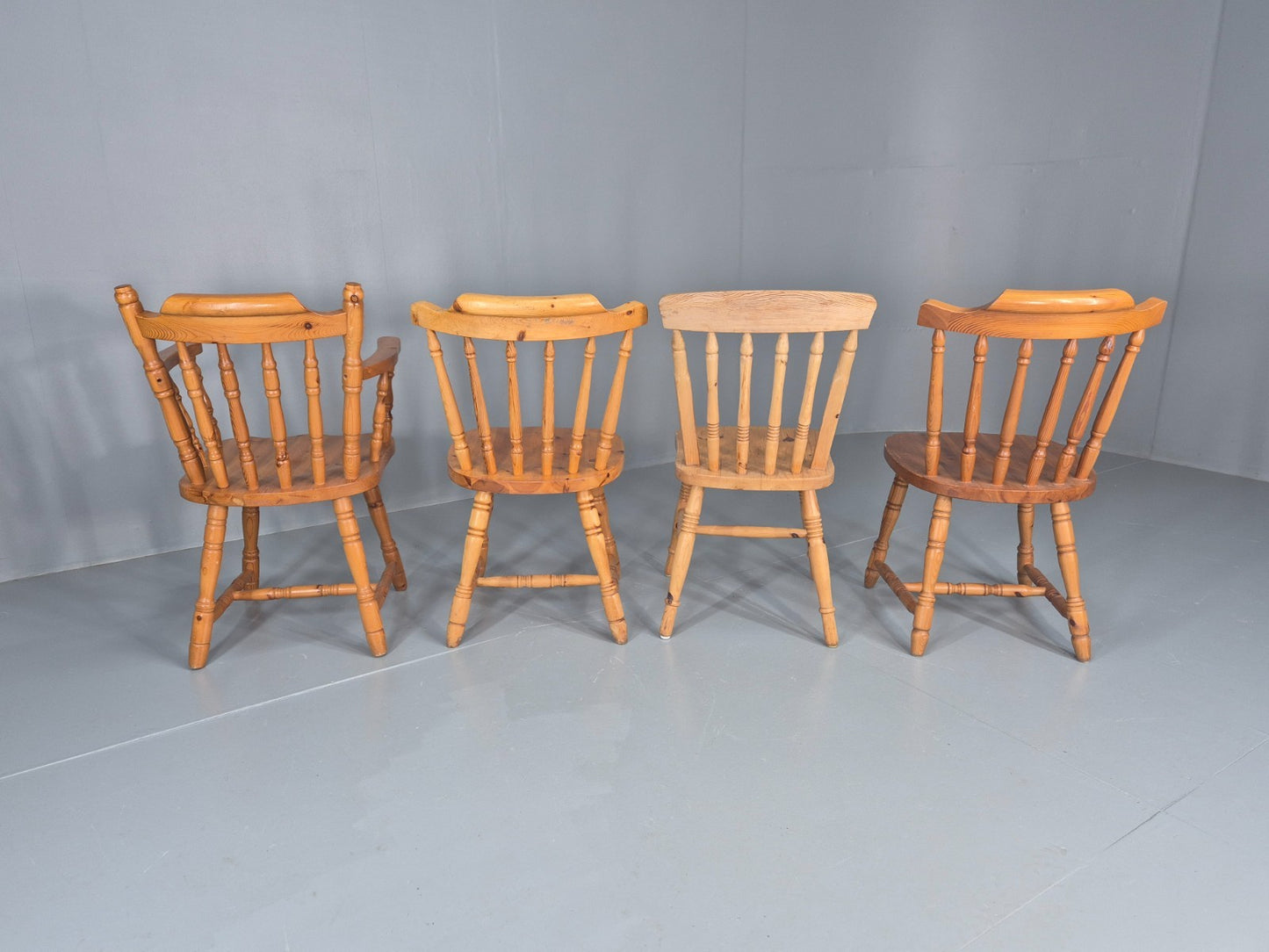 Harlequin set of 4 Vintage Pine Dining Chairs 1980s Retro EB11744 VDIN8