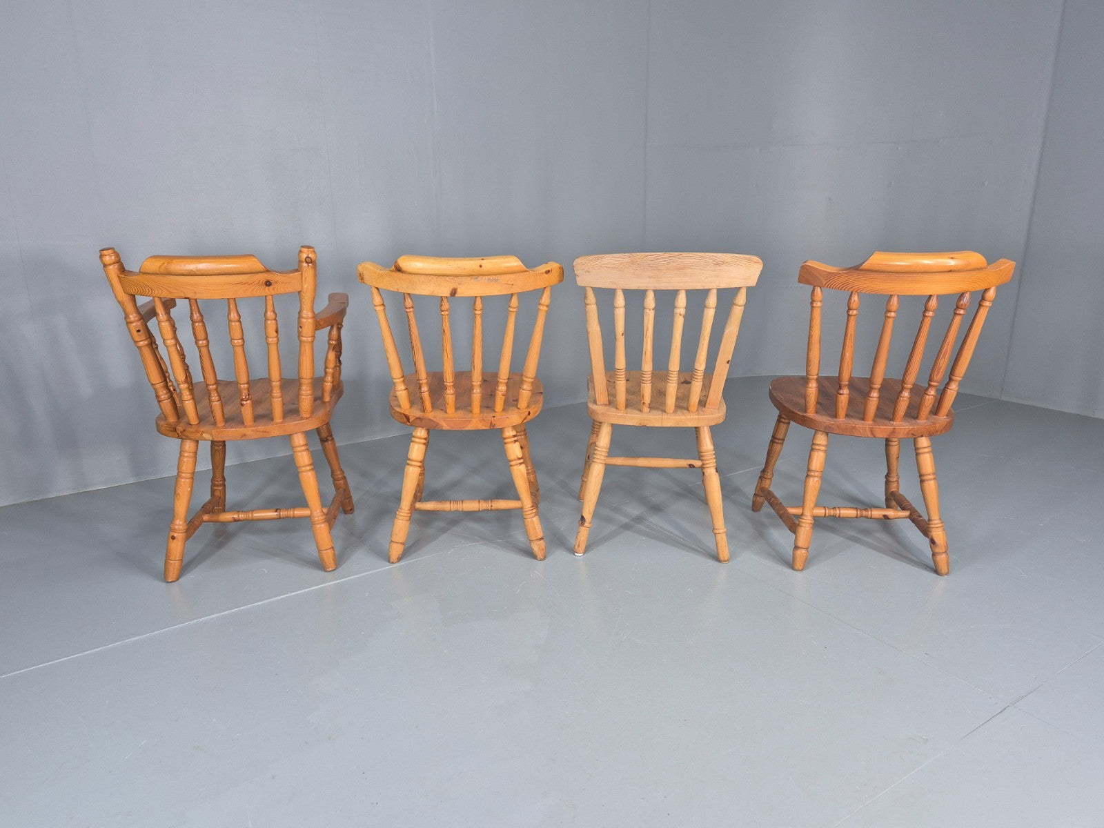 Harlequin set of 4 Vintage Pine Dining Chairs 1980s Retro EB11744 VDIN8