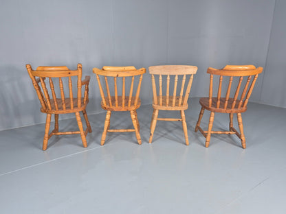 Harlequin set of 4 Vintage Pine Dining Chairs 1980s Retro EB11744 VDIN8