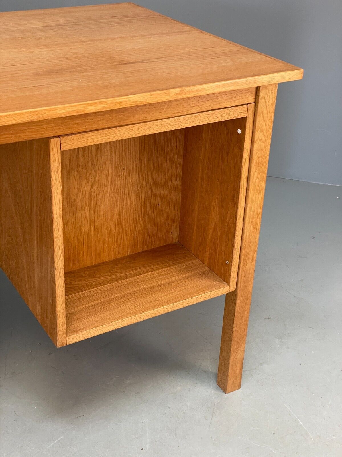 Vintage Danish Oak Desk Teak Handles With Drawers And Storage EB8722 MWOO - UKDK FURNITURE