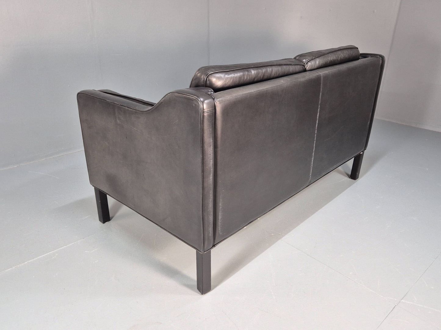 Vintage Stouby Eva Two Seater Sofa Black Leather Mogensen 1980 EB10111 M2SS17