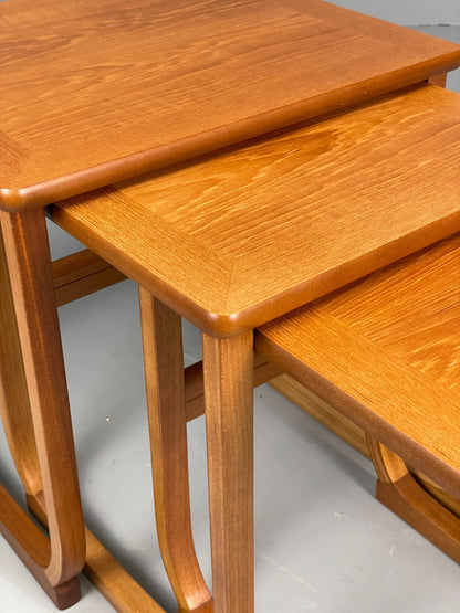 Vintage Nathan Side Tables 1980s Teak Nesting Set 3 Ply Frame EB11549 MWOO16