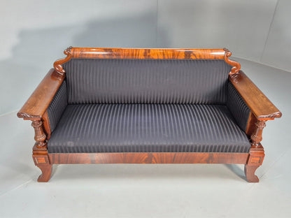 Vintage Scandinavian Biedermeier Mahogany Sofa Charcoal Antique EB9548 V3SS - UKDK FURNITURE