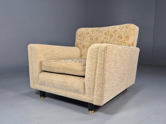 Vintage 1960s Lounge Chair in Cream Floral Retro MCM EB9682 MNOR - UKDK FURNITURE