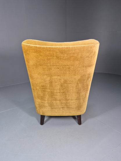 Mid Century Tub Chair Gold Velour 1960s Retro Buttoned  EB10751 VCLO9