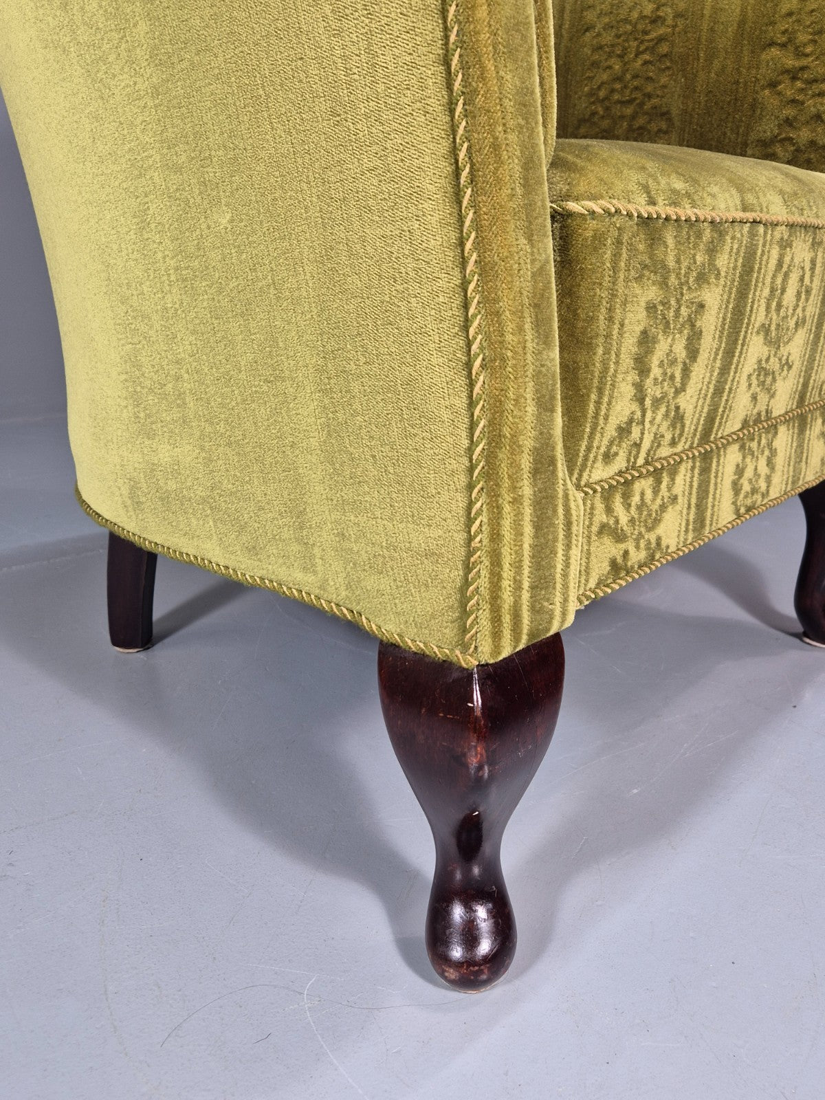 Vintage Art Deco Danish Tub Chair Green Moquette 1940s  EB10775 VCLO5