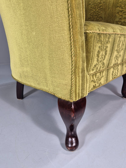 Vintage Art Deco Danish Tub Chair Green Moquette 1940s  EB10775 VCLO5
